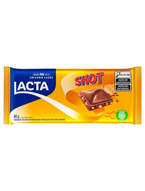 Tablete de Chocolate Com Amendoim Shot 80g - Lacta