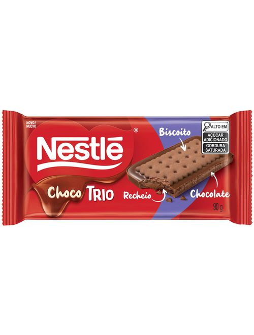 Tablete de Chocolate ao Leite ChocoTrio Chocolate 90g - Nestlé