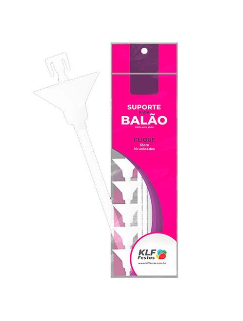 Suporte para Balão Branco Clique 33cm c/10 - KLF Festas