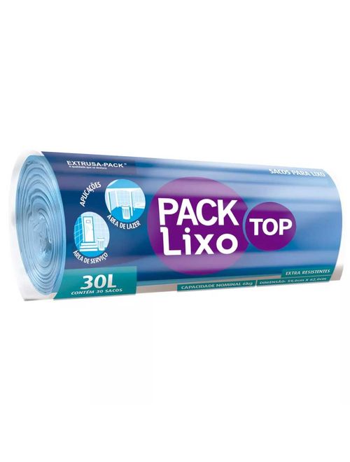Saco de Lixo Top Azul 30L 59cmX62cm c/30 - Extrusa-Pack