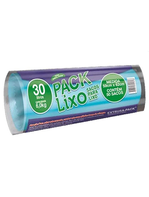 Saco de Lixo 30L Azul 59cmX62m c/50 - Extrusa-Pack