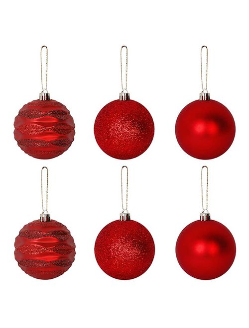 Bola de Natal Nº6 Wave Vermeha c/6 - Art Christmas