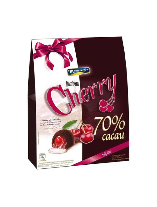 Bombom Cherry Chocolate 70% Recheado com Licor Cereja 160g - Montevérgine