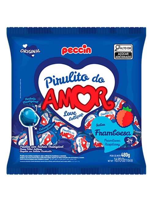 Pirulito Framboesa do Amor Recheado c/24 - Peccin