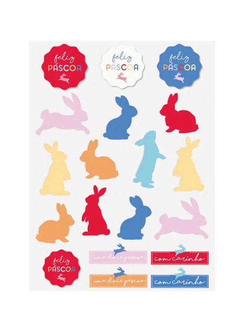 Etiquetas Adesivas Coelho Feliz Páscoa c/38 - Cromus