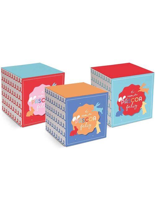 Caixa Páscoa Feliz Feelings Sortidas 9x9x9cm c/1 - Cromus