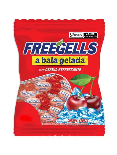 Bala Dura Cereja Refrescante Freegells 475g - Riclan