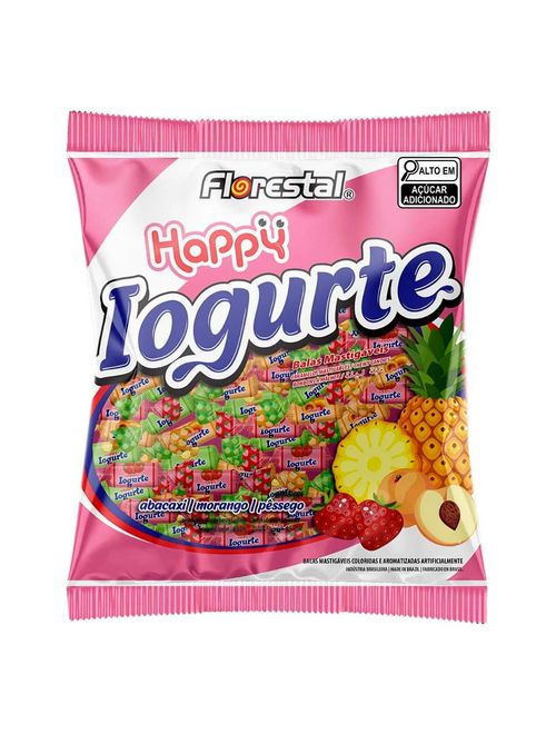 Bala Mastigável Happy Iogurte Frutas Sortida 500g - Florestal
