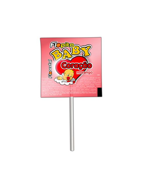 Pirulito Flopito Coração Baby Vermelho Morango c/50 - Florestal