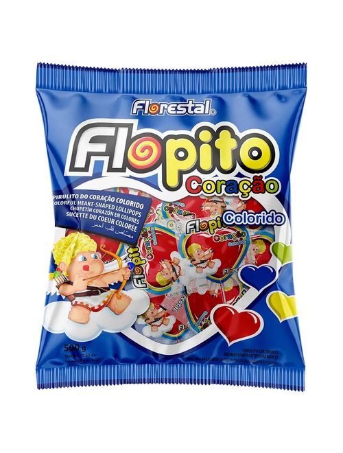 Pirulito Flopito Coração Colorido Sortido c/50 - Florestal