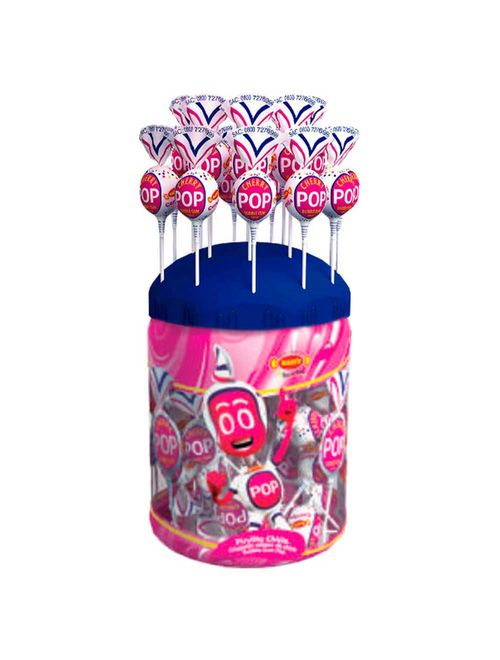 Pirulito Cherry Pop Cereja Recheio Chiclete Expositor c/100 - Sams