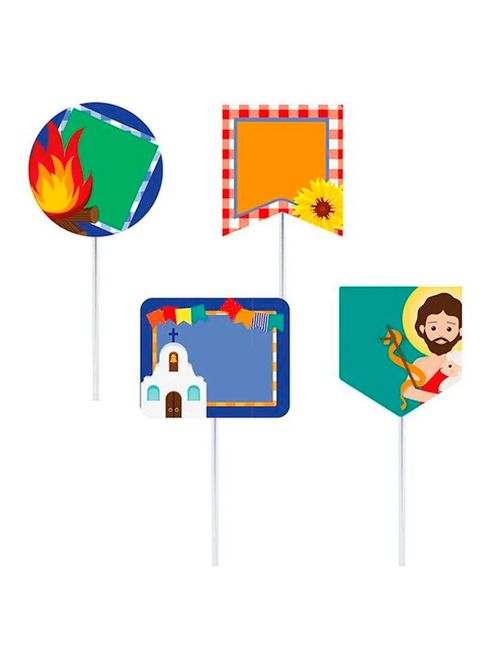 Festa Junina Arraiá Plaquinhas para Personalizar c/8 - Cromus