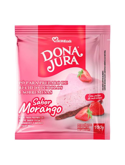 Pó para Preparo de Sobremesas Morango Dona Jura 100g - Cacau Foods