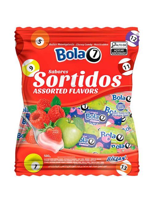 Bala Mastigável Bola 7 Sortida 500g - Riclan