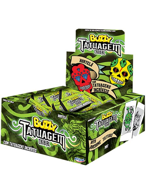 Chiclete Buzzy Tatuagem Tribal Hortelã c/90 - Riclan