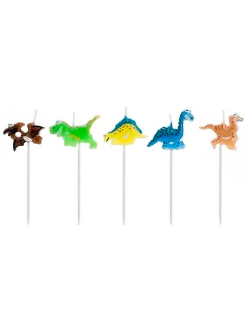 Velas Aniversário Dinossauro c/5 - Silver Festas
