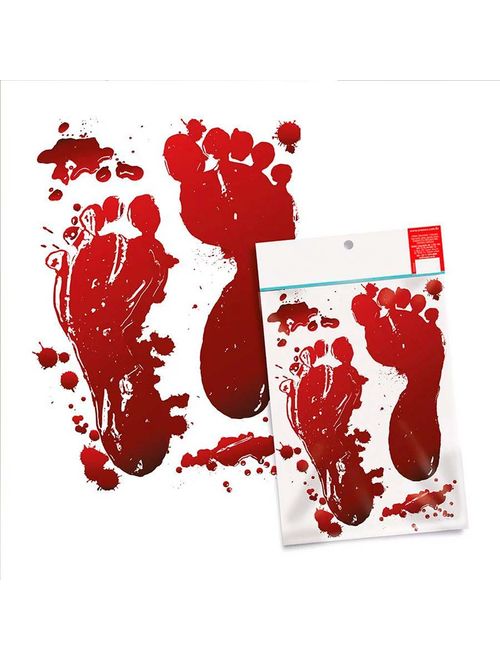 Halloween Adesivo Decorativo para Chão Pegadas de Sangue Pé c/2 - Cromus