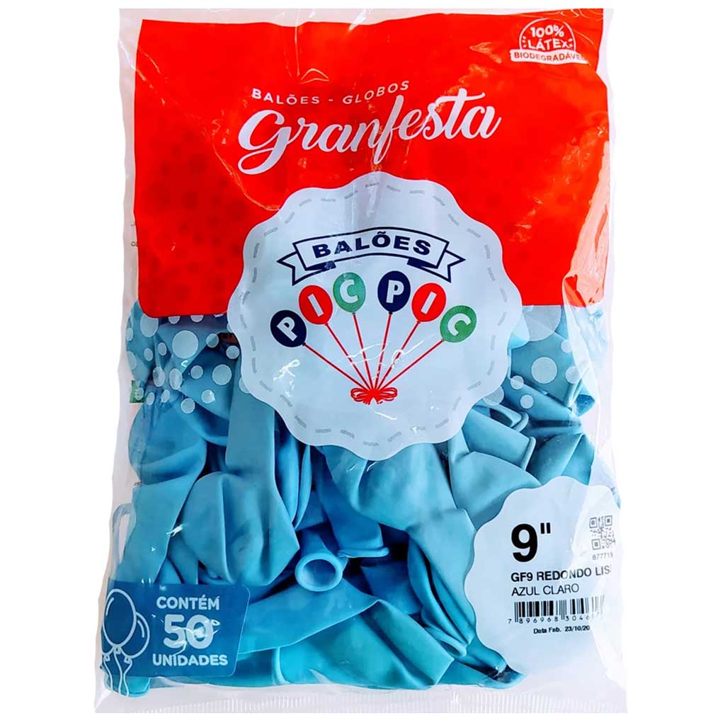 Encontraproduto.com.br - Balão GranFesta Redondo Tamanho 9 Azul Claro c/50 - Pic Pic