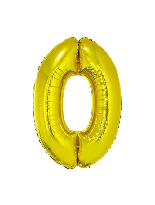 Balão Metalizado Ouro 80cm Número 0 - Silver Festas
