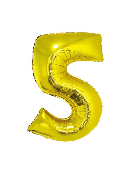 Balão Metalizado Ouro 80cm Número 5 - Silver Festas