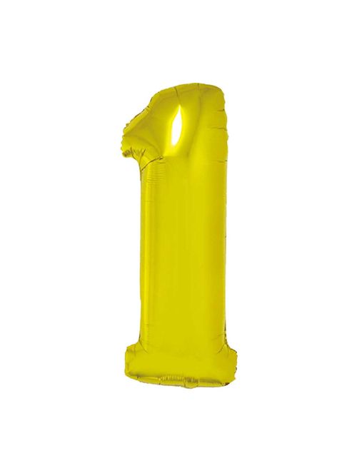 Balão Metalizado Ouro 80cm Número 1 - Silver Festas