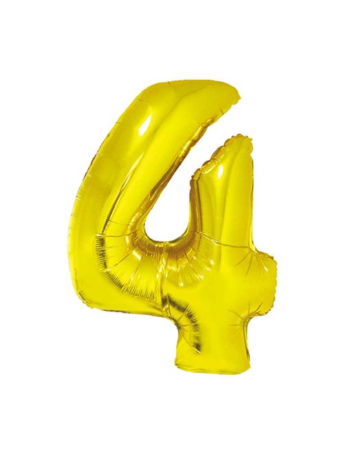 Balão Metalizado Ouro 80cm Número 4 - Silver Festas