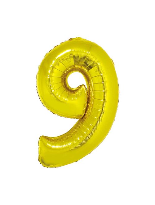 Balão Metalizado Ouro 80cm Número 9 - Silver Festas