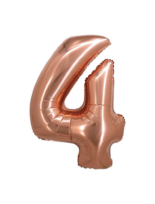 Balão Metalizado Rosê Gold 80cm Número 4 - Silver Festas