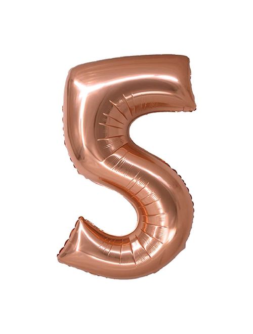 Balão Metalizado Rosê Gold 80cm Número 5 - Silver Festas