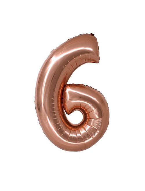 Balão Metalizado Rosê Gold 80cm Número 6 - Silver Festas