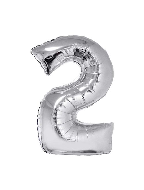 Balão Metalizado Prata 80cm Número 2 - Silver Festas