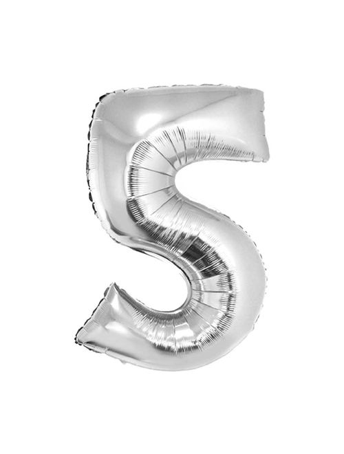 Balão Metalizado Prata 80cm Número 5 - Silver Festas