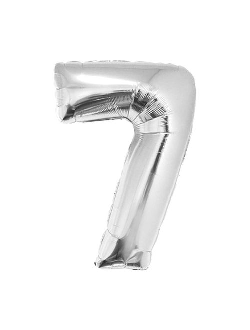 Balão Metalizado Prata 80cm Número 7 - Silver Festas