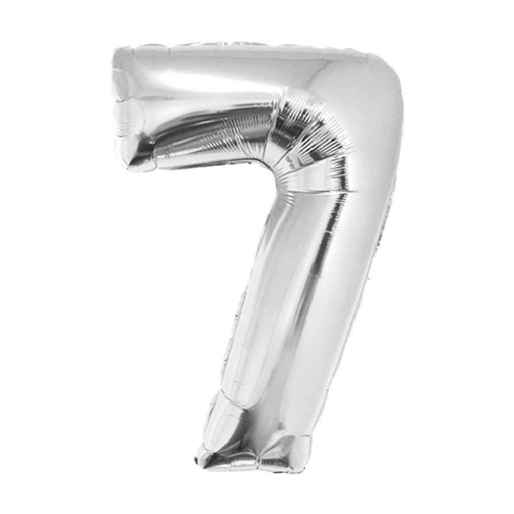 Encontraproduto.com.br - Balão Metalizado Prata 80cm Número 7 - Silver Festas