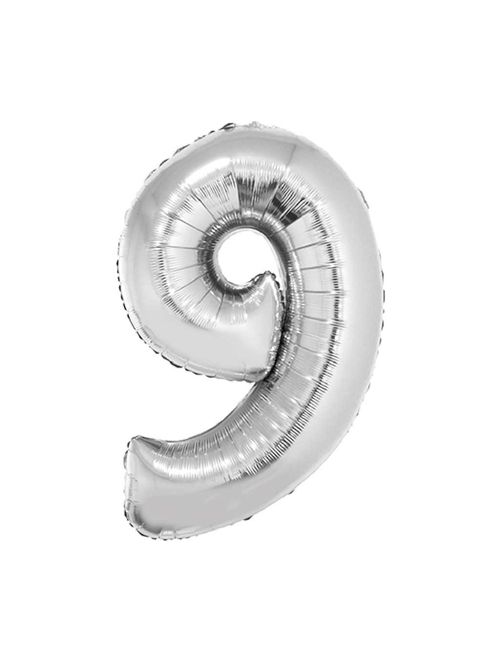 Balão Metalizado Prata 80cm Número 9 - Silver Festas