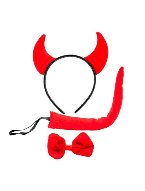 Halloween Fantasia Diabinho Tiara, Cauda e Gravata - Cim