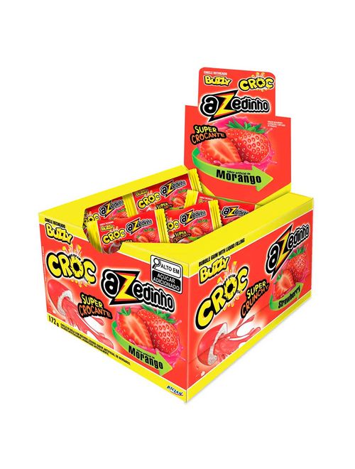 Chiclete Buzzy Crocante Croc Morango Azedinho c/40 - Riclan