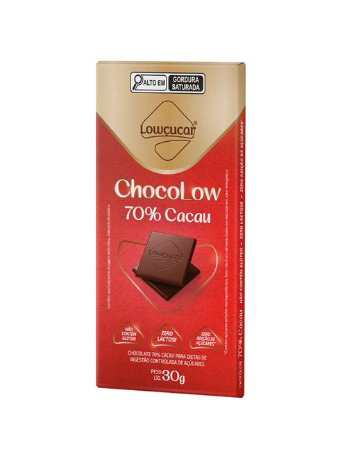 Tablete de Chocolate Chocolow 70% Cacau Diet 30g - Lowçúcar