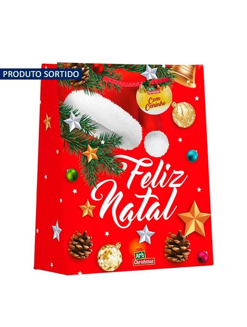 Sacola Papel Decorada Feliz Natal 18x23x8cm Sortida Un - Zein