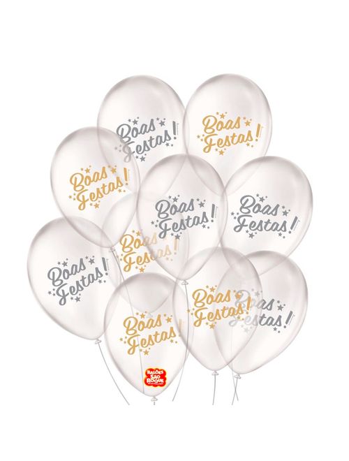 Balão Cristal Boas Festas Tamanho 9 c/25 - São Roque
