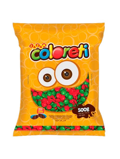 Confeito Chocolate Verde e Vermelho Natal Coloreti 500g - Jazam