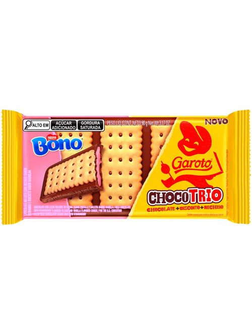 Tablete de Chocolate ChocoTrio Bono Morango 90g - Garoto