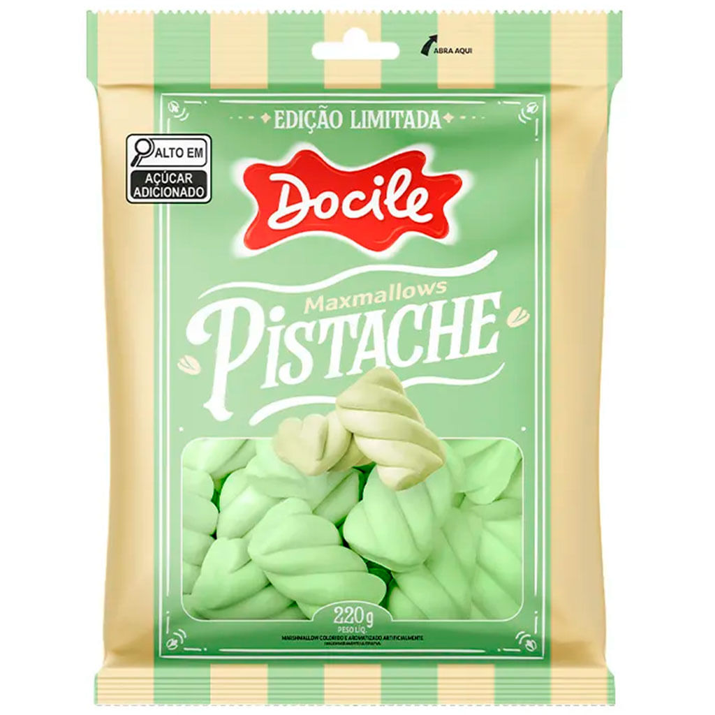 Marshmallow Twist Pistache Verde 220g - Docile - Doce Malu