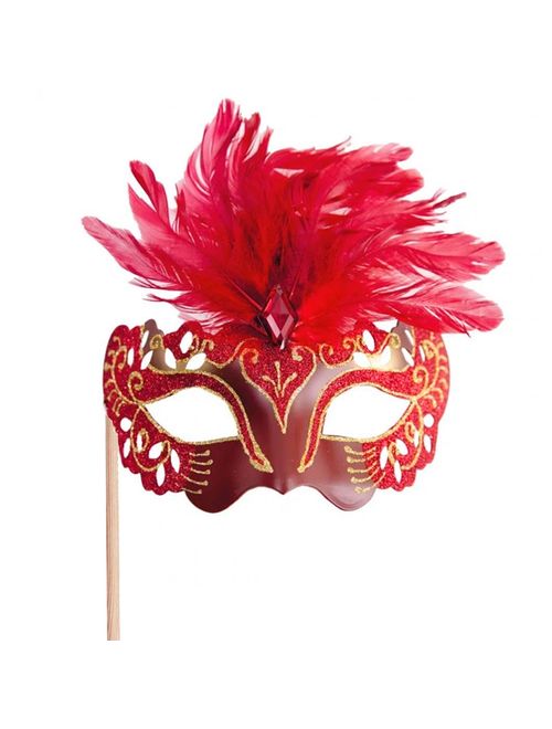 Carnaval Máscara Gala com Haste Vermelha - Cromus