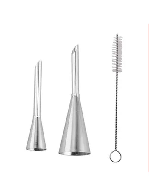 Kit Bicos para Rechear + Escovinha c/3 - Silver Plastic