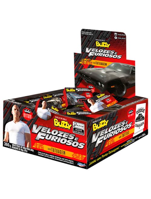 Chiclete Buzzy Velozes e Furiosos Tutti Frutti c/90 - Riclan