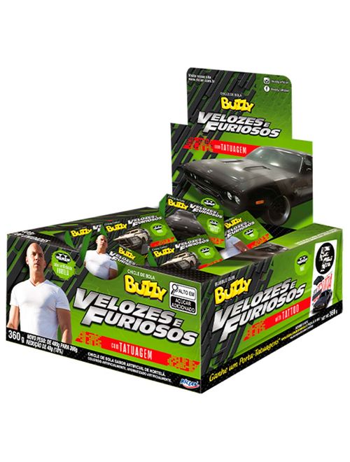 Chiclete Buzzy Velozes e Furiosos Hortelã c/90 - Riclan