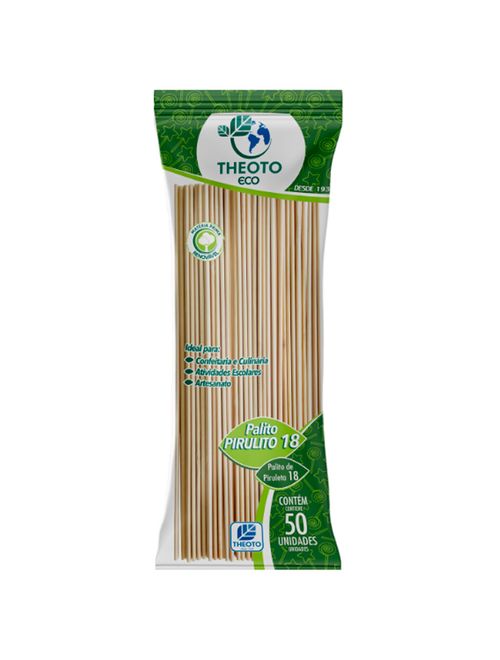 Palito Pirulito Bambu 18cm c/50 - Theoto