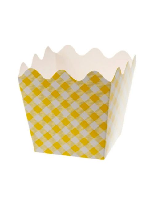 Cachepot Papel Xadrez Amarelo 9x9x7cm c/8 - Silver