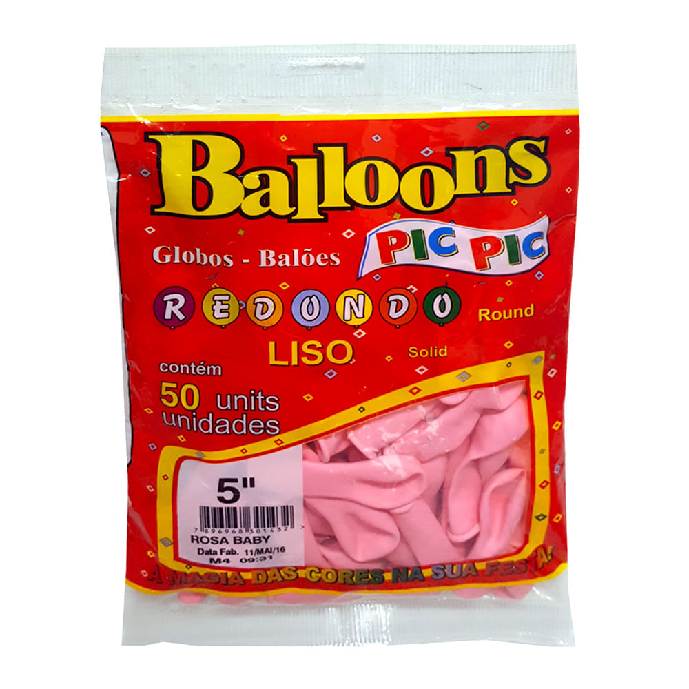 Encontraproduto.com.br - Balão Redondo Rosa Tamanho 5 c/50 - Pic Pic